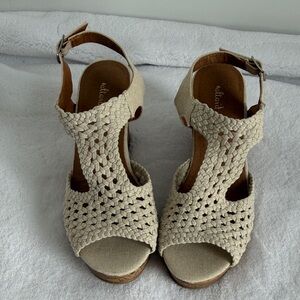 Altar’d State Sonner Natural Linen Wedge Sandals | Size 9 | NWOT